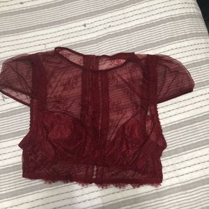Victoria’s Secret lace and sheer lingerie crop top